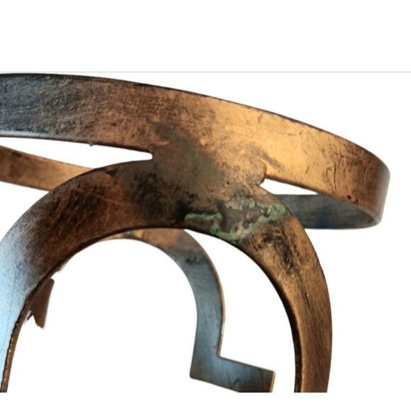 Cobalt Blue Glass and Goldtone Metal Moroccan Style Candleholder Round Cylinder - Picture 7 of 11